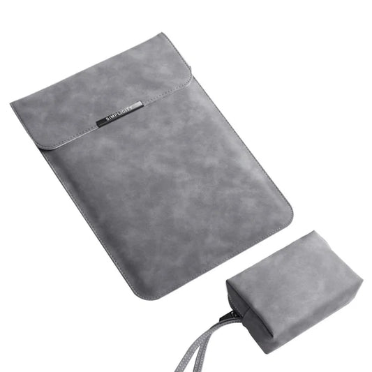 13" Ultra Slim Vertical PU Leather Laptop Bag Notebook Sleeve + Small Bag