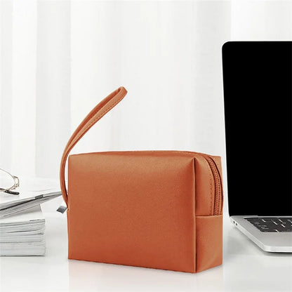 PU Leather Storage Bag Electronic Accessory Organizer with Hand Strap