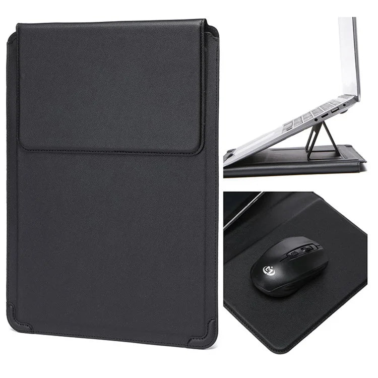 12-13.3" Laptop Case PU Leather Ultra-Slim Folding Stand Notebook Carrying Bag