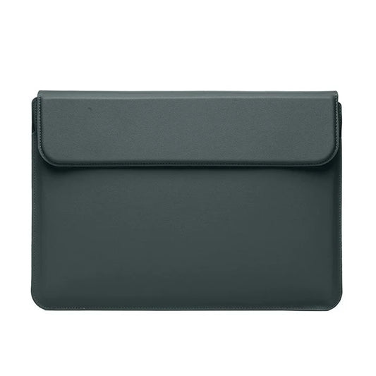 13-13.3 Inch Notebook Computer Bag PU Leather Foldable Stand Laptop Storage Sleeveish Green