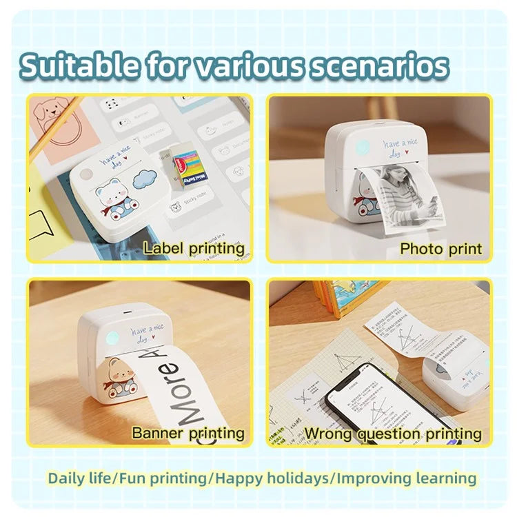 LX-D2 Thermal Inkless Bluetooth Mini Printer for Photos, Notes, Receipt (Standard Version)