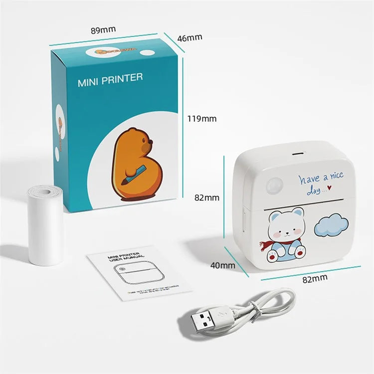 LX-D2 Thermal Inkless Bluetooth Mini Printer for Photos, Notes, Receipt (Standard Version)