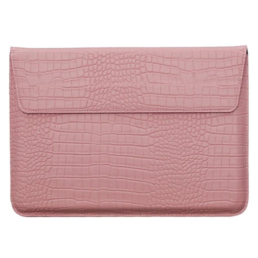 15.4-Inch Laptop Sleeve Crocodile Texture PU Leather Notebook Computer Storage Bag