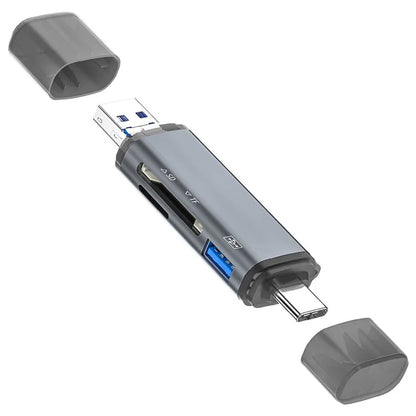 ADS-307 USB / Type-C / Micro Plug SD TF Card U-Disk Reader Data Transfer OTG Adapter