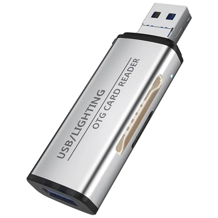 ADS-118 USB / 8-Pin 2-in-1 SD TF Memory Card U-Disk Reader Data Transfer OTG Adapter
