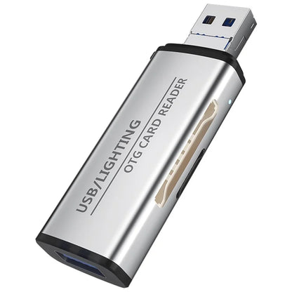 ADS-118 USB / 8-Pin 2-in-1 SD TF Memory Card U-Disk Reader Data Transfer OTG Adapter