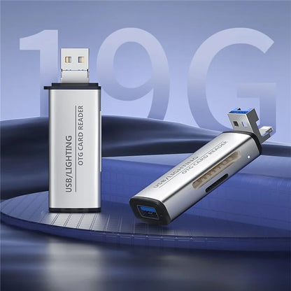 ADS-118 USB / 8-Pin 2-in-1 SD TF Memory Card U-Disk Reader Data Transfer OTG Adapter