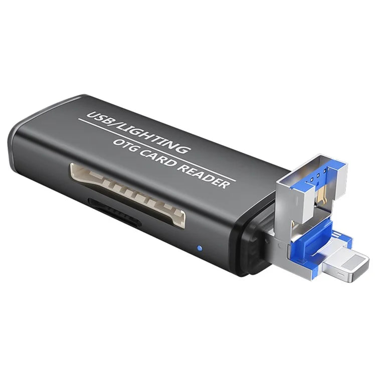 ADS-118 USB / 8-Pin 2-in-1 SD TF Memory Card U-Disk Reader Data Transfer OTG Adapter