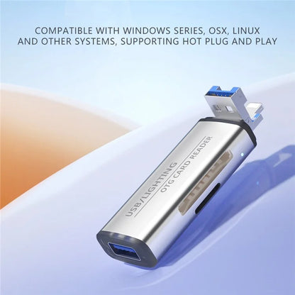 ADS-118 USB / 8-Pin 2-in-1 SD TF Memory Card U-Disk Reader Data Transfer OTG Adapter