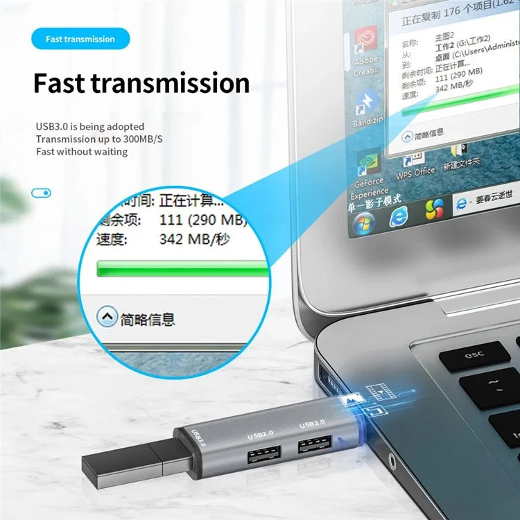 ADS-302C Type-C Adapter Hub to USB 3.0 +  Dual USB 2.0 Expansion Station