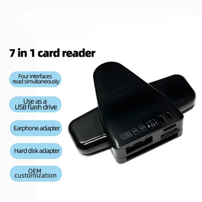 USB / 8-Pin / Type-C Plug Card Reader USB+SD+TF+USB-C Memory Card U-Disk Hard Disk Adapter
