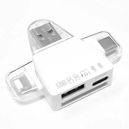 USB / 8-Pin / Type-C Plug Card Reader USB+SD+TF+USB-C Memory Card U-Disk Hard Disk Adapter