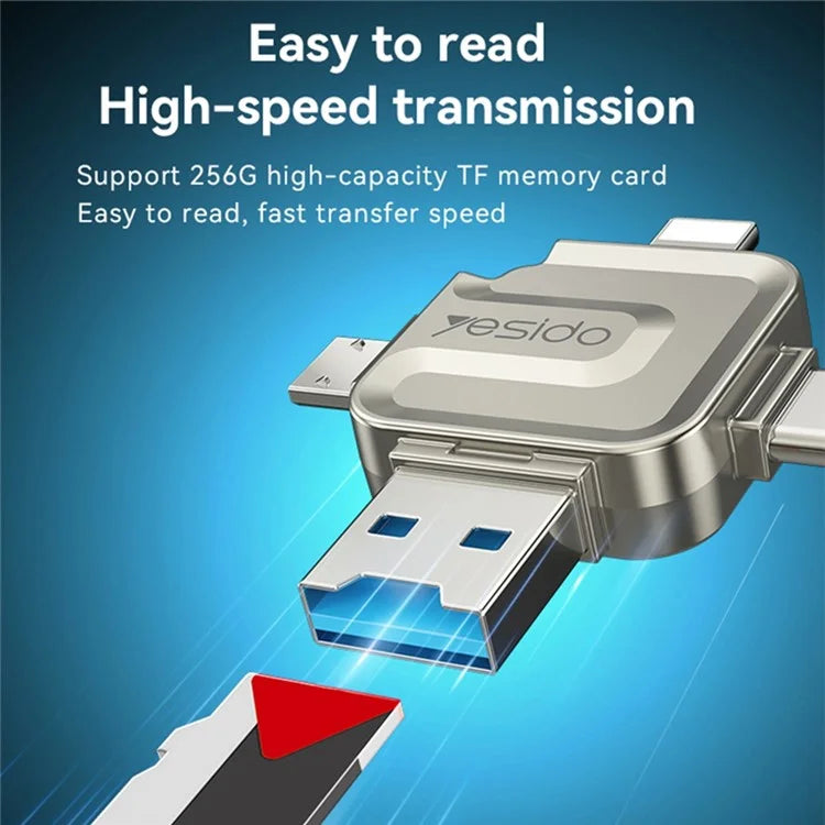 YESIDO GS23 USB 3.0 High Speed Card Reader 4 in 1 TF Card Reader Portable Memory Card Adapter