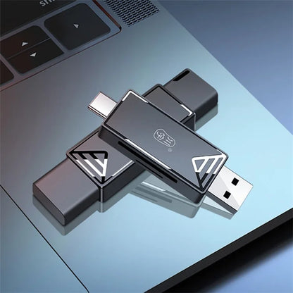 KAWAU C351 USB 3.0 High Speed Type C + USB SD / TF Card Reader Portable OTG Adapter
