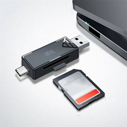 KAWAU C351 USB 3.0 High Speed Type C + USB SD / TF Card Reader Portable OTG Adapter