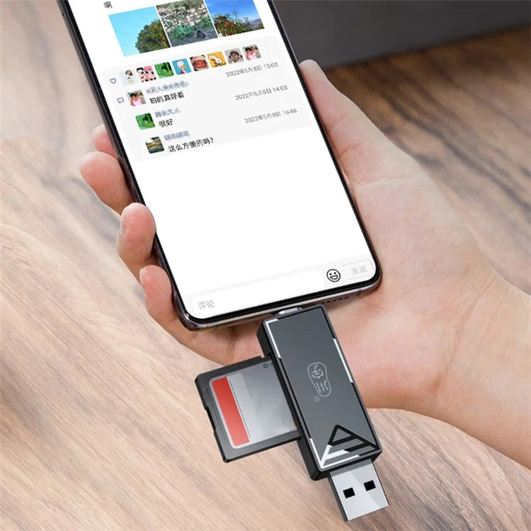KAWAU C351 USB 3.0 High Speed Type C + USB SD / TF Card Reader Portable OTG Adapter
