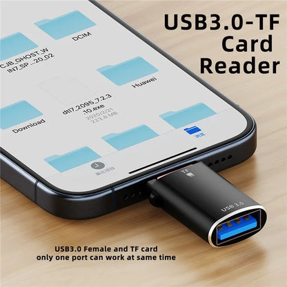 UC-035-TF 10Gbps Type-C to USB 3.0 Female OTG+TF Card Reader Adapter for Laptop Tablet Phone