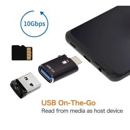 UC-035-TF 10Gbps Type-C to USB 3.0 Female OTG+TF Card Reader Adapter for Laptop Tablet Phone