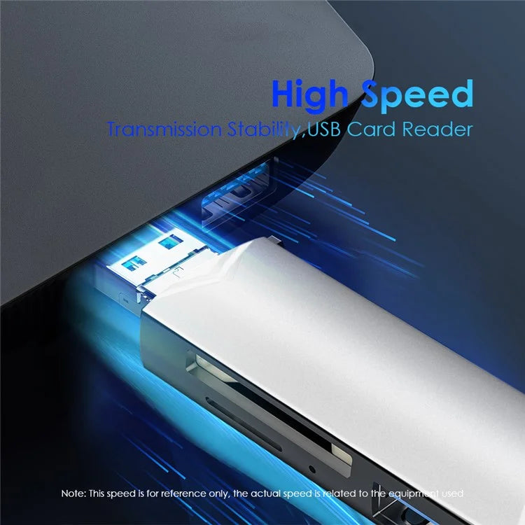MICRODRIVE 6-in-1 Aluminum Alloy Card Reader with USB2.0 / Type-C Plug ...