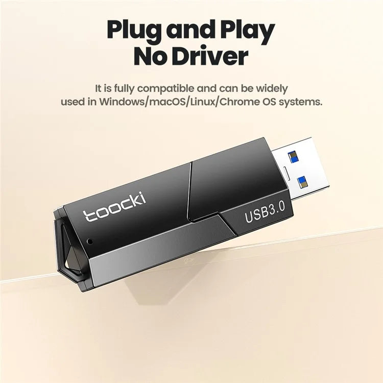 TOOCKI TQ-CS02 USB3.0 to SD TF Card Reader Retractable Memory Card Reader Adapter for Computer PC Laptop