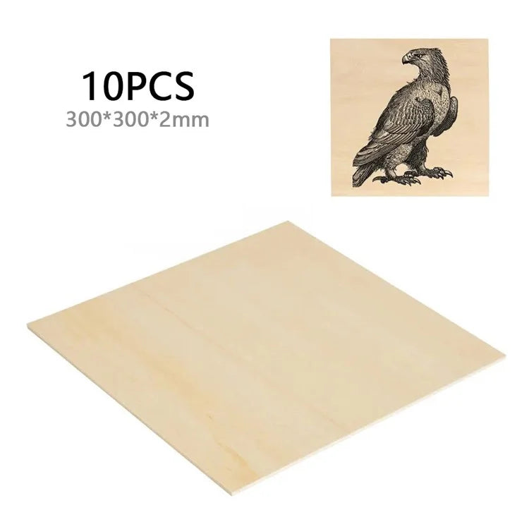 ACMER 10Pcs 300x300x2mm Lightweight Basswood Sheet Plywood for Laser Engraving Cutting