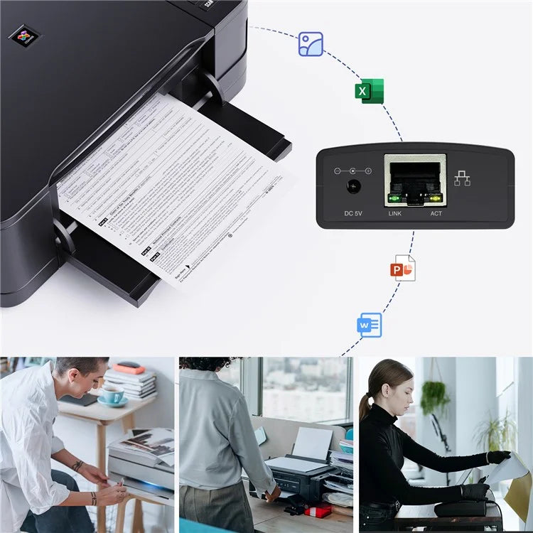 WAVLINK NU72P11 USB 2.0 Ethernet Network Printer Power Adapter 100Mbps Network Print Server
