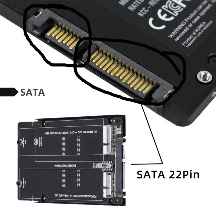 SA-072 2.5inch SATA 22Pin for Mac Air Pro Retina 2010 2011 2012 SSD 12+6Pin 17+7Pin A1425 A1398 MC975 MC976 Case Enclosure