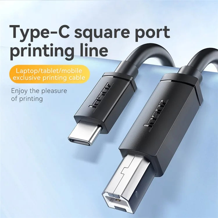 JASOZ D121 2m Type-C to USB 2.0 Type B 480Mbps Data Transfer Printer Cable