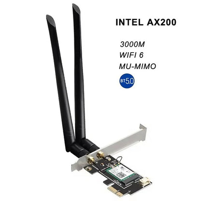 TXA076 WiFi6 Intel AX200 Chipset PCIE Adapter Bluetooth 5.0 Dual Band WiFi Network Card