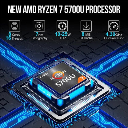 GMKTEC M5 Mini PC 16GB+512GB AMD Ryzen 5700U Micro PC Gamer Desktop Computer, EU Plug