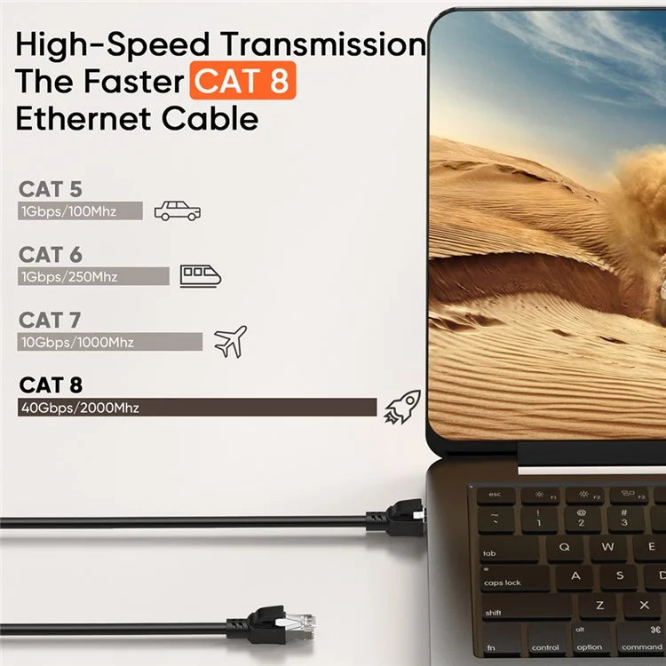 CABLECREATION CL0341 2m CAT8 Network Cable 40Gbps 2000MHz RJ45 Ethernet Cable for Computer Router