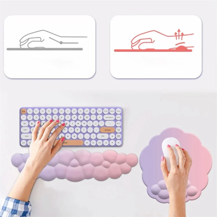 Wrist Rest Design Gradient Cloud Anti-slip Mouse Pad + Keyboard Wrist Rest Pad