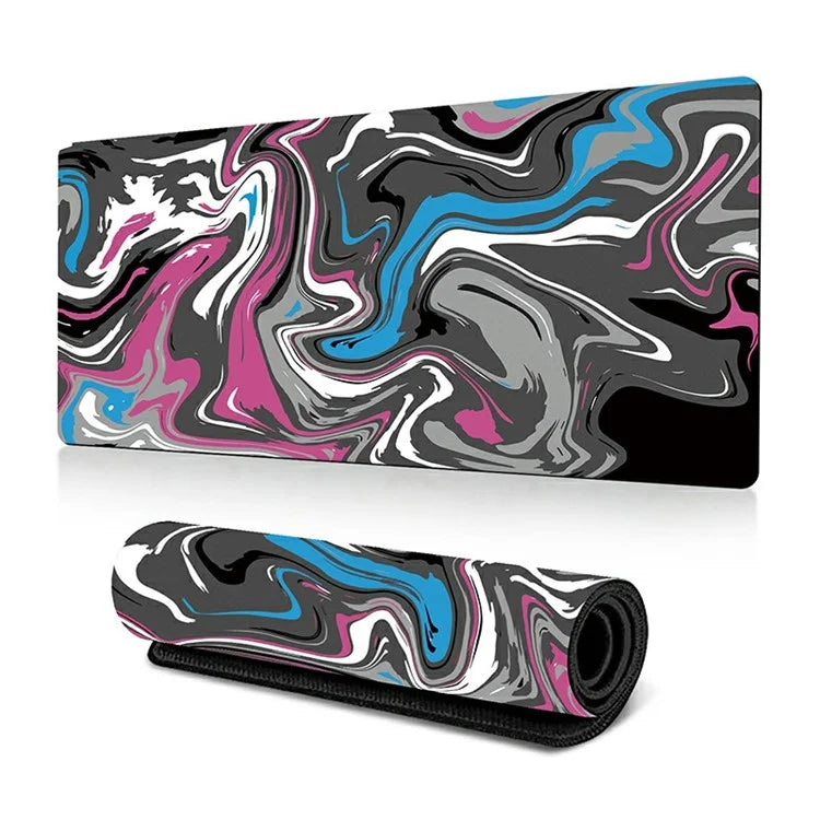 300 x 800 x 3mm Abstract Fluid Pattern Rubber Mouse Pad Large Non-Slip Mouse Mat