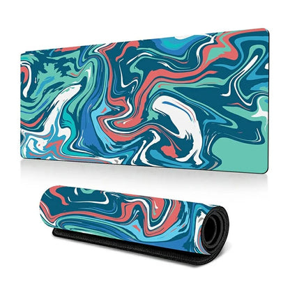 300 x 800 x 3mm Abstract Fluid Pattern Rubber Mouse Pad Large Non-Slip Mouse Mat