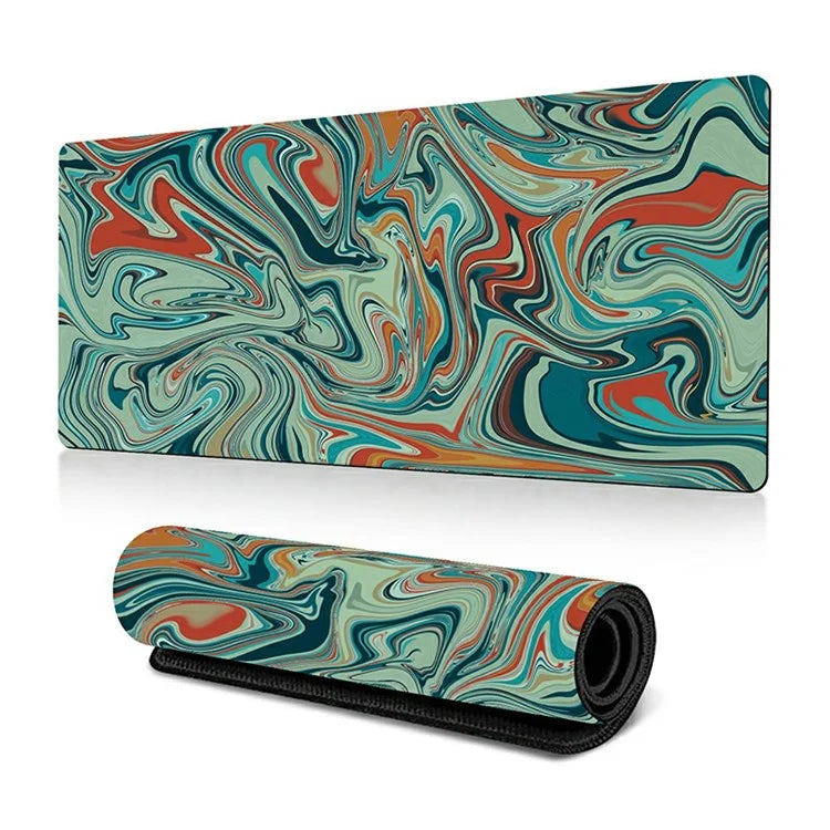 300 x 800 x 3mm Abstract Fluid Pattern Rubber Mouse Pad Large Non-Slip Mouse Mat