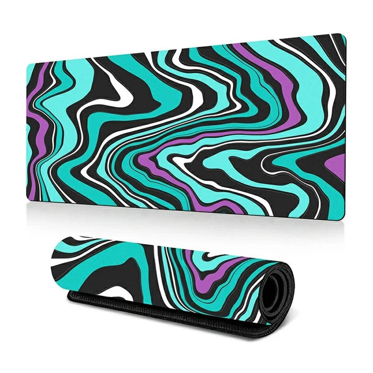 300 x 800 x 3mm Abstract Fluid Pattern Rubber Mouse Pad Large Non-Slip Mouse Mat