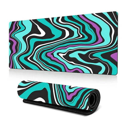 300 x 800 x 3mm Abstract Fluid Pattern Rubber Mouse Pad Large Non-Slip Mouse Mat