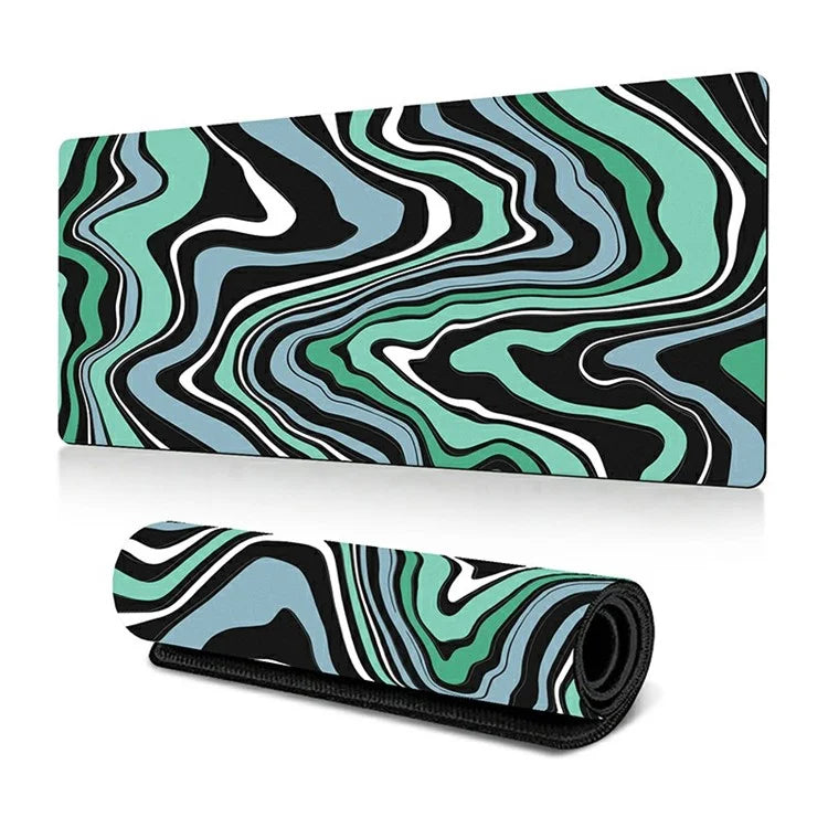 300 x 800 x 3mm Abstract Fluid Pattern Rubber Mouse Pad Large Non-Slip Mouse Mat