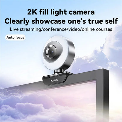 YESIDO KM20 USB Laptop Computer Camera 2K Zoom Webcam Live Streaming Web Camera