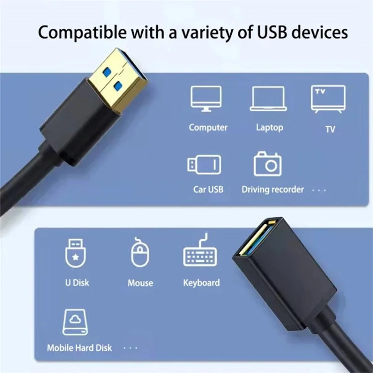 1m PVC Cord USB 3.0 Female to USB 3.0 Male Connection Line Data Transfer Cable