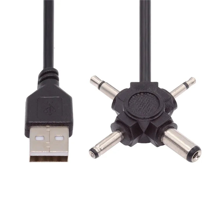 PW-010-MO 4-In-1 USB 2.0 to 5.5x2.5mm 4.0x1.7mm Mono 3.5mm 2.5mm Connector Charge Cable, 1.5m