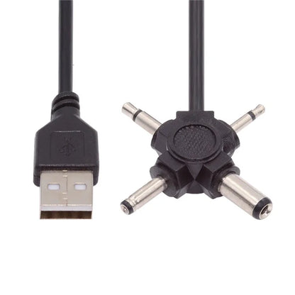 PW-010-MO 4-In-1 USB 2.0 to 5.5x2.5mm 4.0x1.7mm Mono 3.5mm 2.5mm Connector Charge Cable, 1.5m