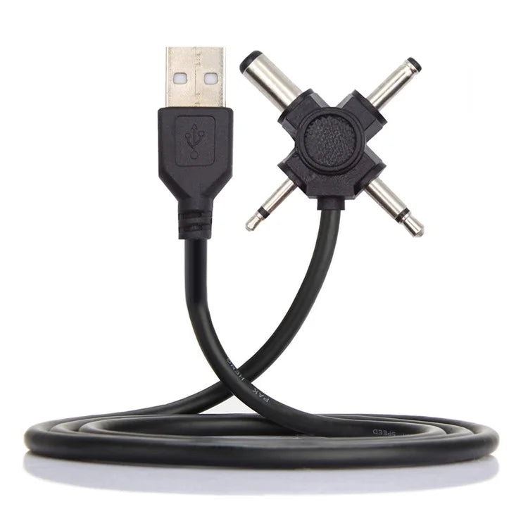 PW-010-MO 4-In-1 USB 2.0 to 5.5x2.5mm 4.0x1.7mm Mono 3.5mm 2.5mm Connector Charge Cable, 1.5m
