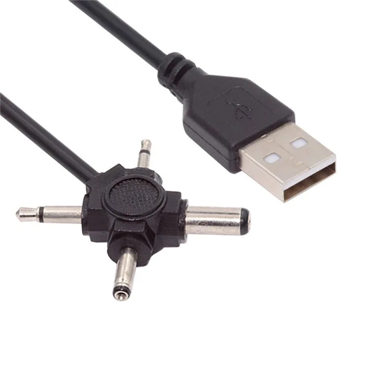 PW-010-MO 4-In-1 USB 2.0 to 5.5x2.5mm 4.0x1.7mm Mono 3.5mm 2.5mm Connector Charge Cable, 1.5m