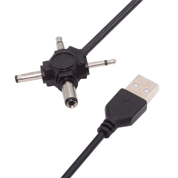PW-010-MO 4-In-1 USB 2.0 to 5.5x2.5mm 4.0x1.7mm Mono 3.5mm 2.5mm Connector Charge Cable, 1.5m