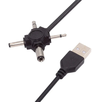 PW-010-MO 4-In-1 USB 2.0 to 5.5x2.5mm 4.0x1.7mm Mono 3.5mm 2.5mm Connector Charge Cable, 1.5m