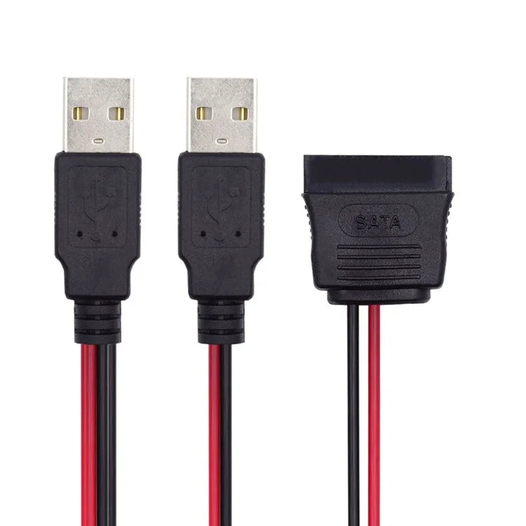 U2-070-2P DC 5V Dual USB to SATA 15-Pin Power Cable for 2.5 inch SATA HDD SSD Disk Driver, 5V 2A Max