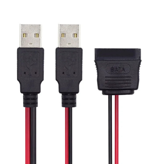 U2-070-2P DC 5V Dual USB to SATA 15-Pin Power Cable for 2.5 inch SATA HDD SSD Disk Driver, 5V 2A Max