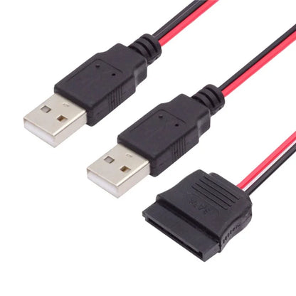 U2-070-2P DC 5V Dual USB to SATA 15-Pin Power Cable for 2.5 inch SATA HDD SSD Disk Driver, 5V 2A Max