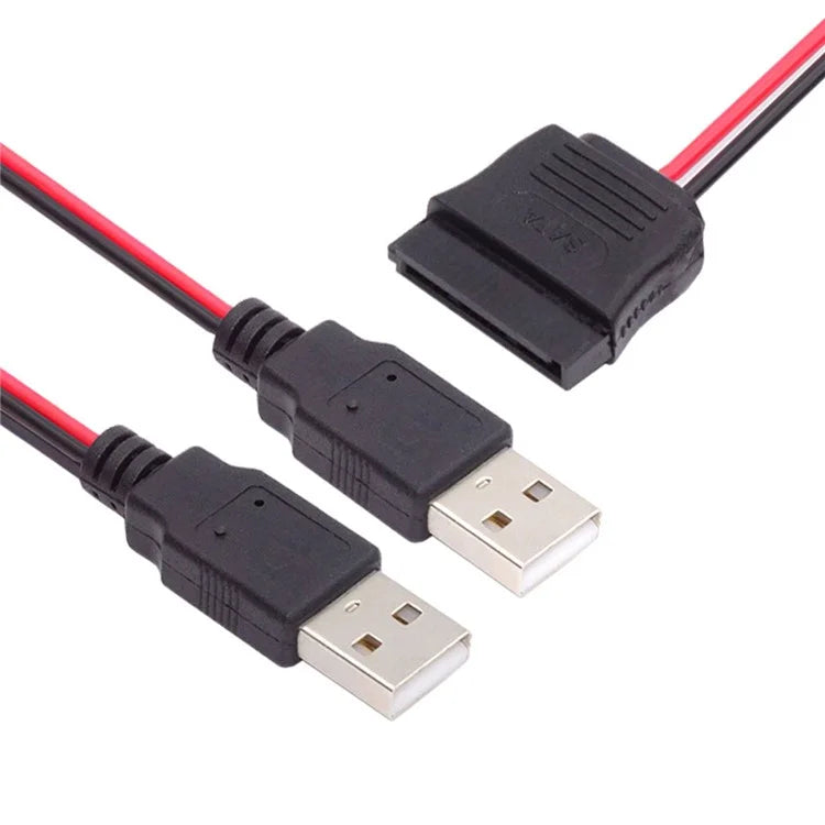 U2-070-2P DC 5V Dual USB to SATA 15-Pin Power Cable for 2.5 inch SATA HDD SSD Disk Driver, 5V 2A Max